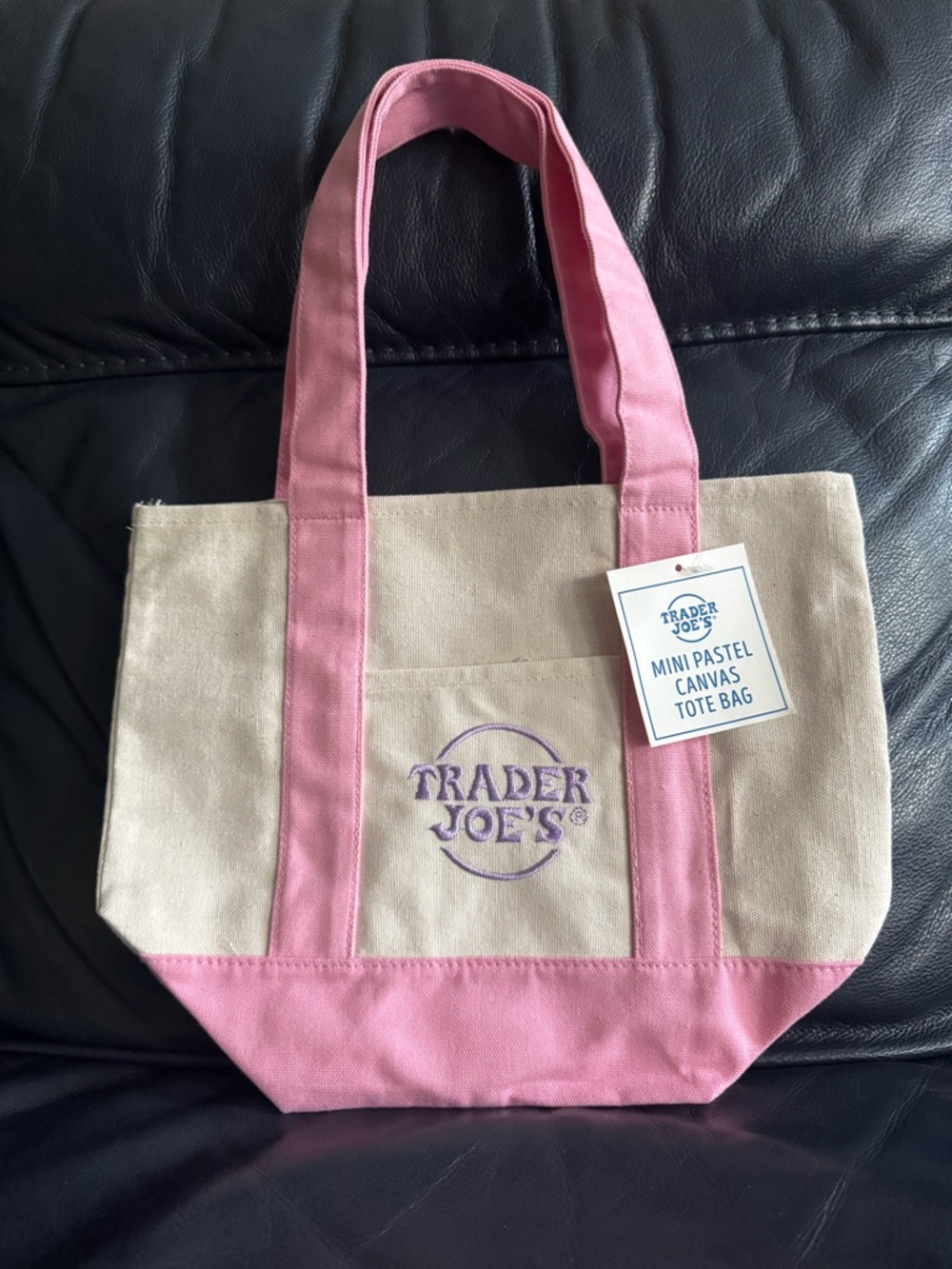 Trader Joe’s Mini Pastel Canvas Tote Bag - Pink NWT